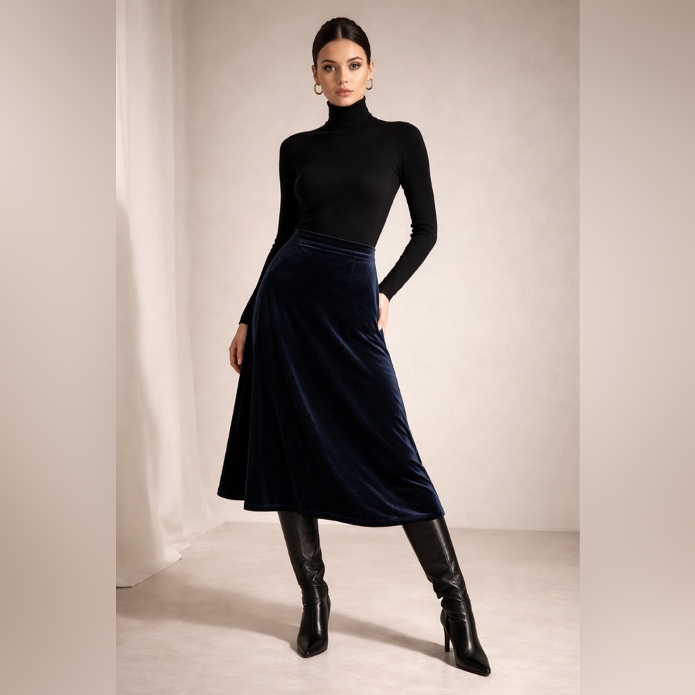 Vintage 90s Act III Knit Velvet Skirt USA Made · Minimalist Evening Quiet Luxury